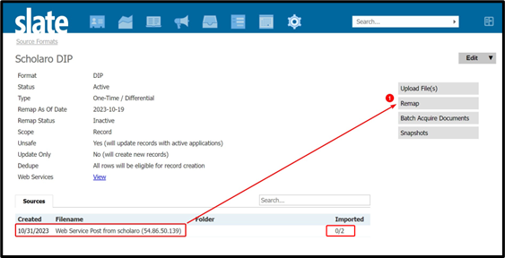 Imported rows and Remap